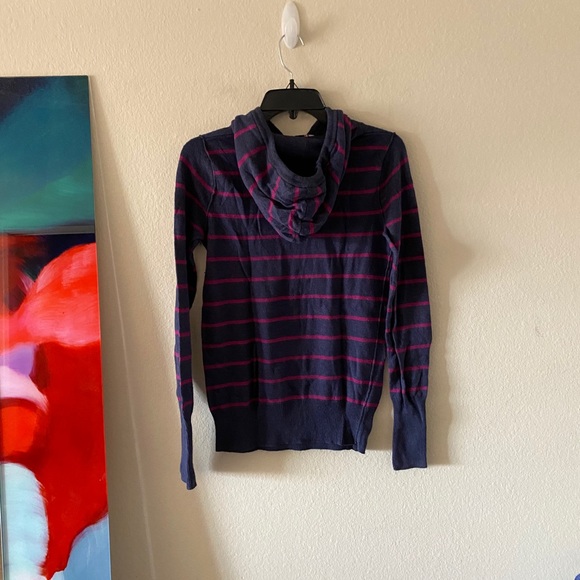 Purple and Pink Striped Long Sleeve Hoodie Sweater - Picture 2 of 2